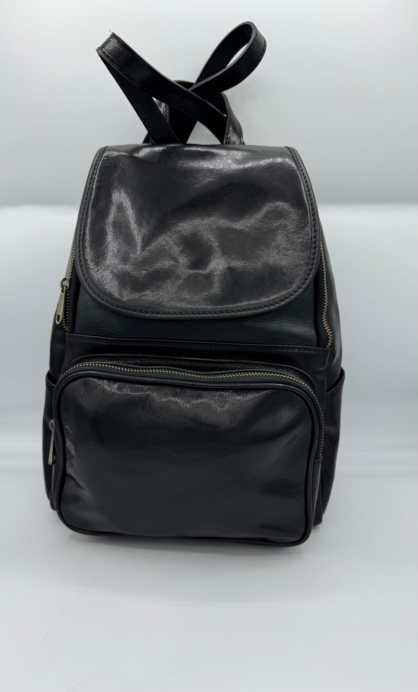 Black Backpack in Genuine Leather Made in Italy