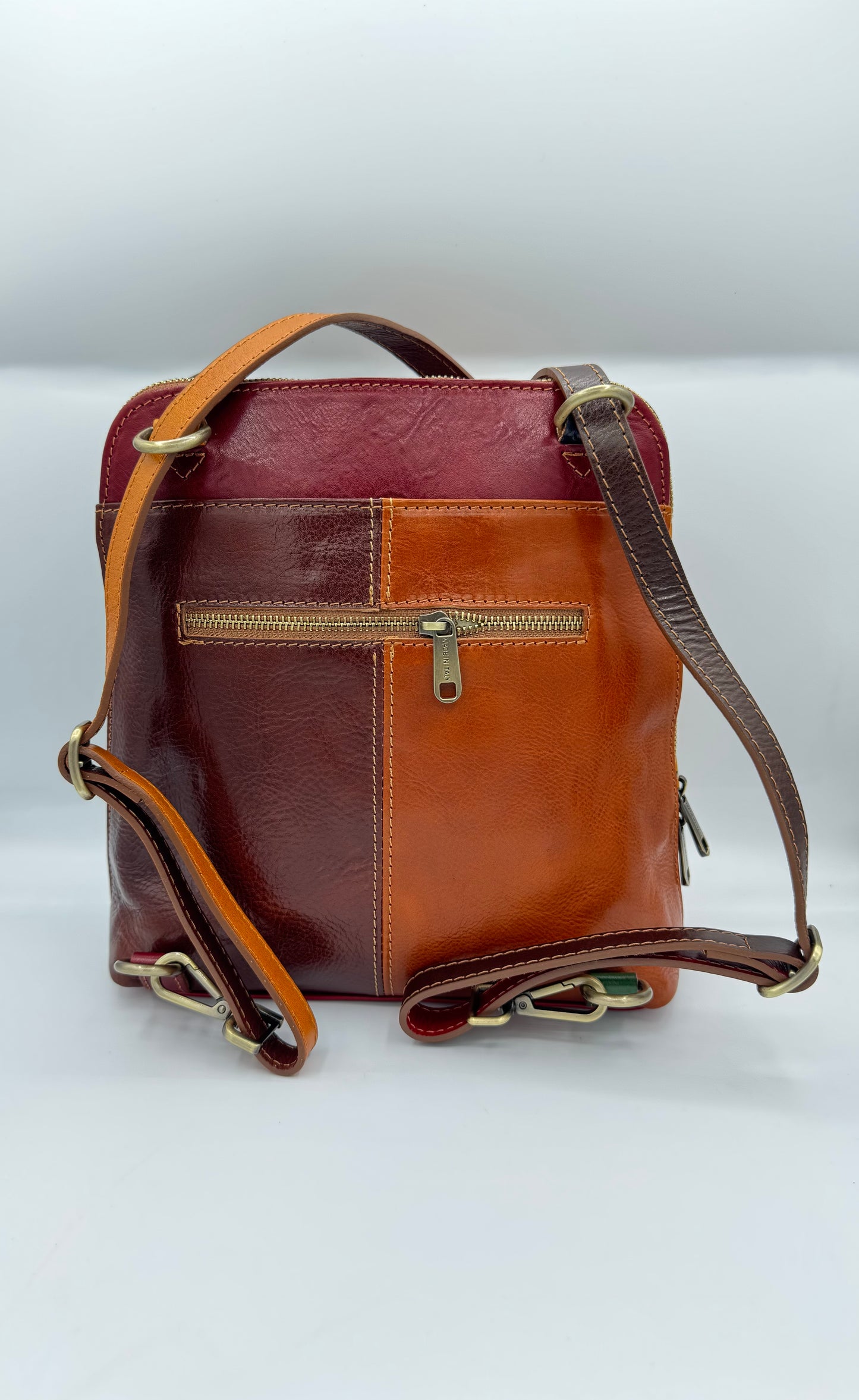 Multicolored Genuine Leather Bag/Backpack Made in Italy