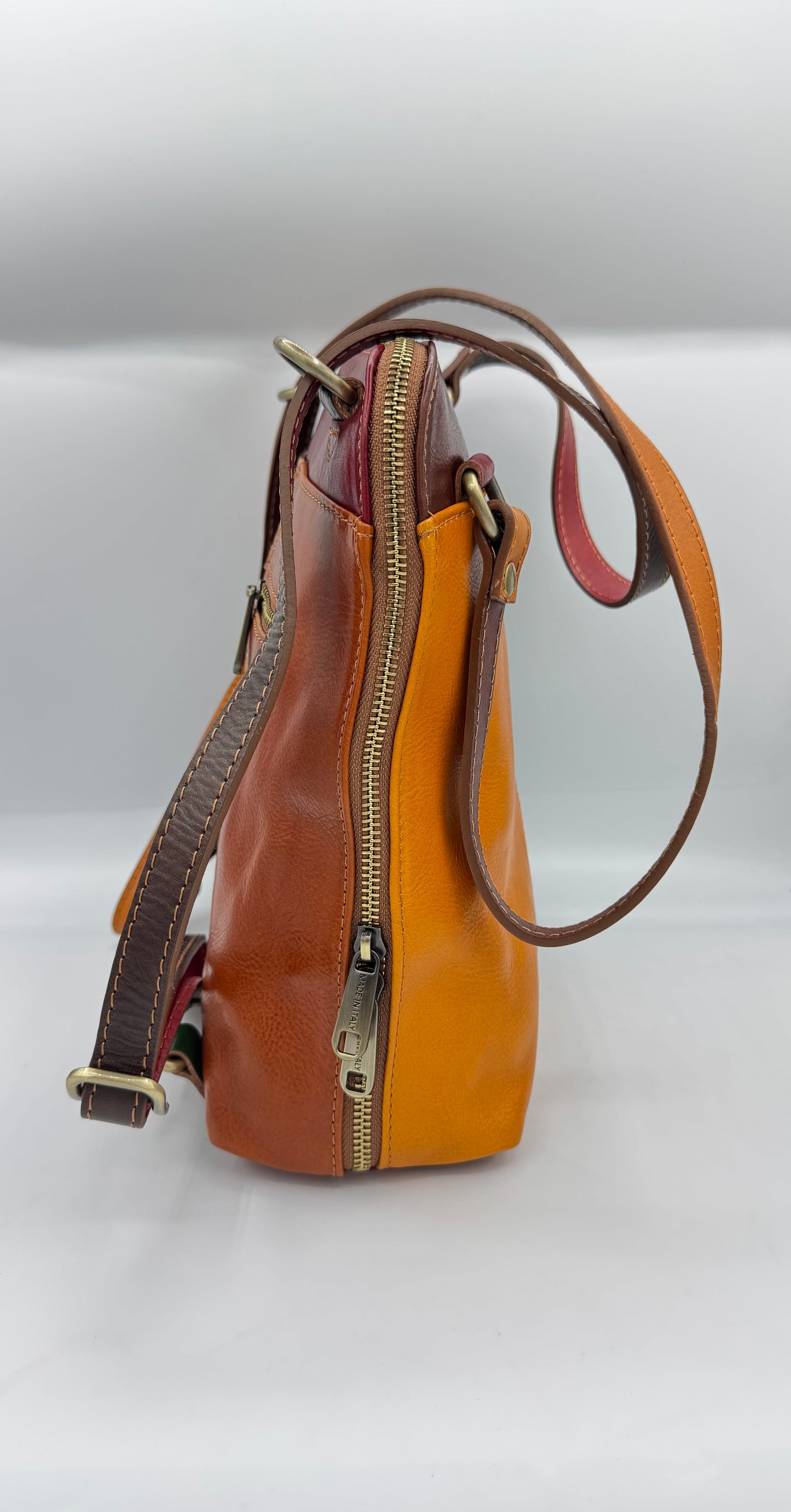 Multicolored Genuine Leather Bag/Backpack Made in Italy